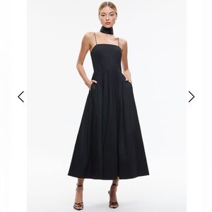 Alice and Olivia Spaghetti Strap Scraf Midi
dress NEW WITH TAGS Size US 6 Black
